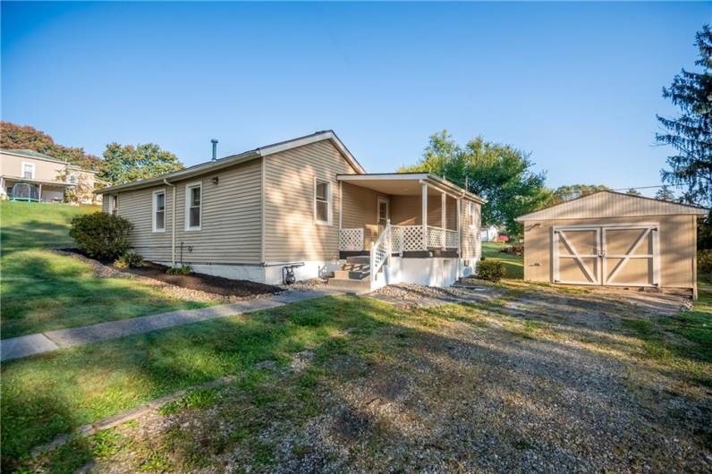 Front, covered porch