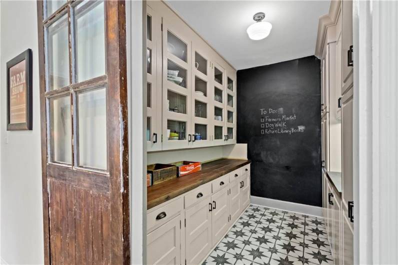 Large Pantry with Chalk board wall.