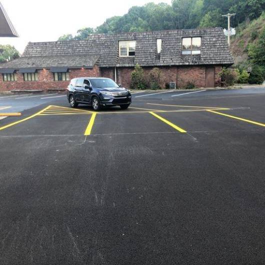 Large paved on site parking lot