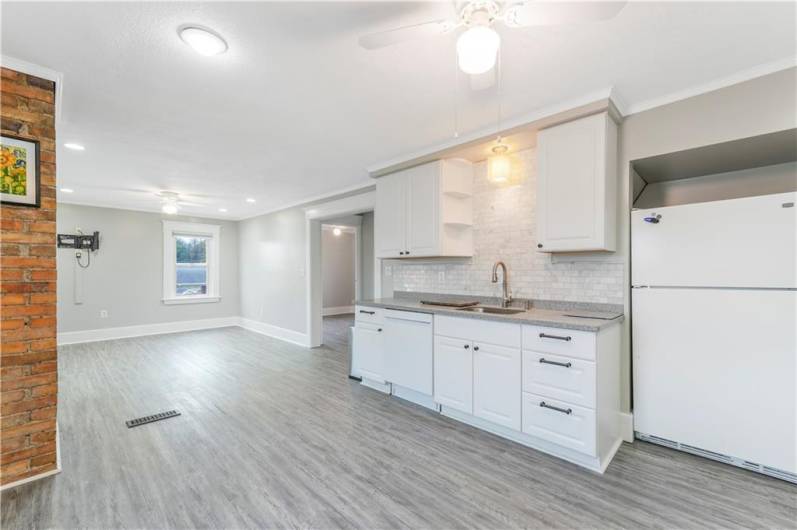 Upstairs kitchen and living room