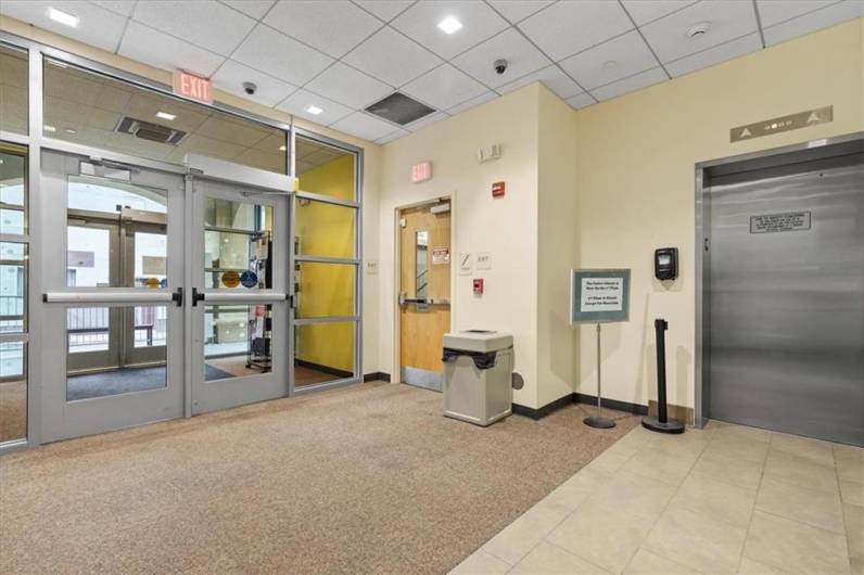 Enter the Front of the Library and either take the stairs or the elevator to the 2nd floor.