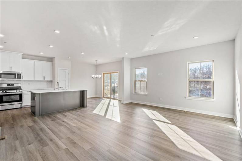 Living area into kitchen