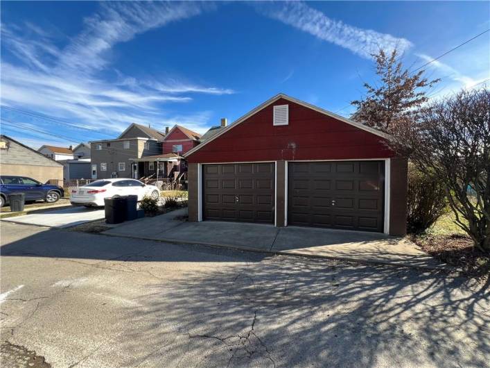 2 Car Detached garage and a 2 car off street parking cement pad