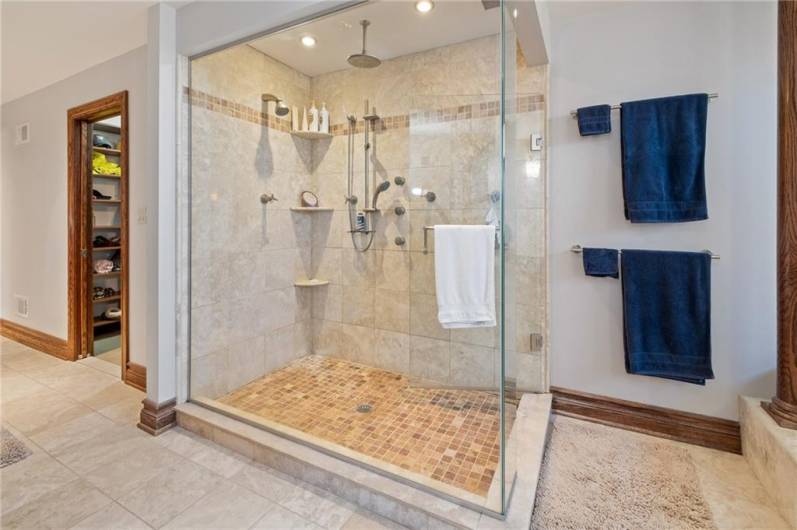 Shower heads and ceramic tile shower!