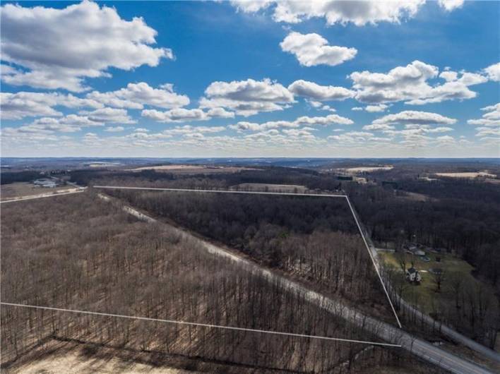 North parcel is to the left.  South Parcel to the right showing access from Ambrosia Road.