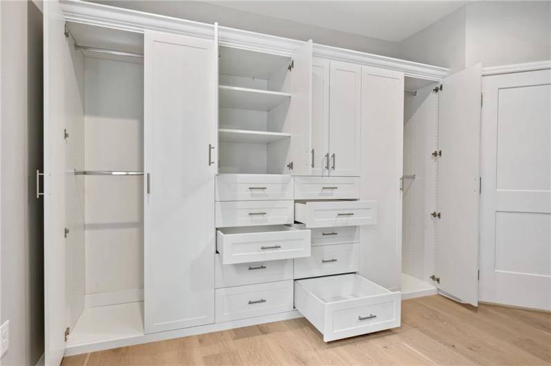 Custom built-ins in the primary bedroom.