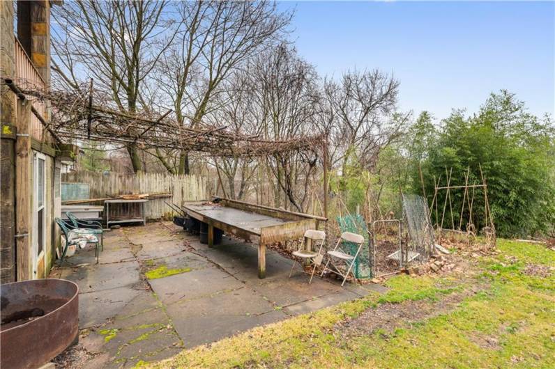 Great back patio area. Current owner has enjoyed gardening here for many years.