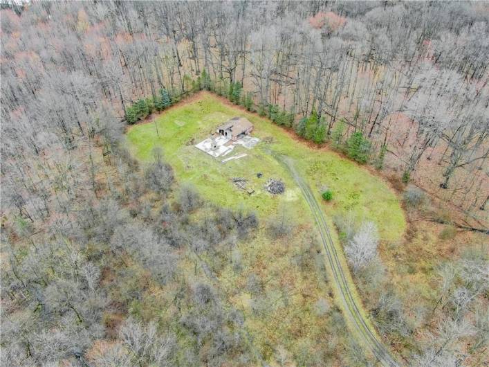 Cleared area where house stood