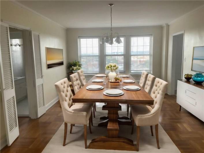 Virtually staged dining room