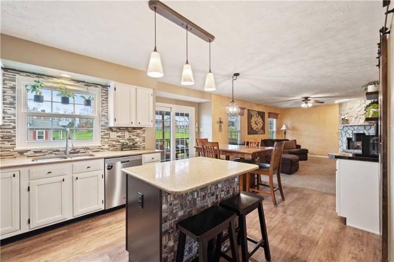 Kitchen opens seamlessly to the family room