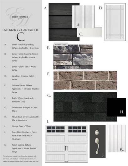 *Approximate design finishes Exterior Color Palette