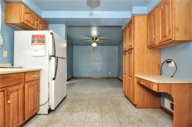 The kitchen looking into the dining room