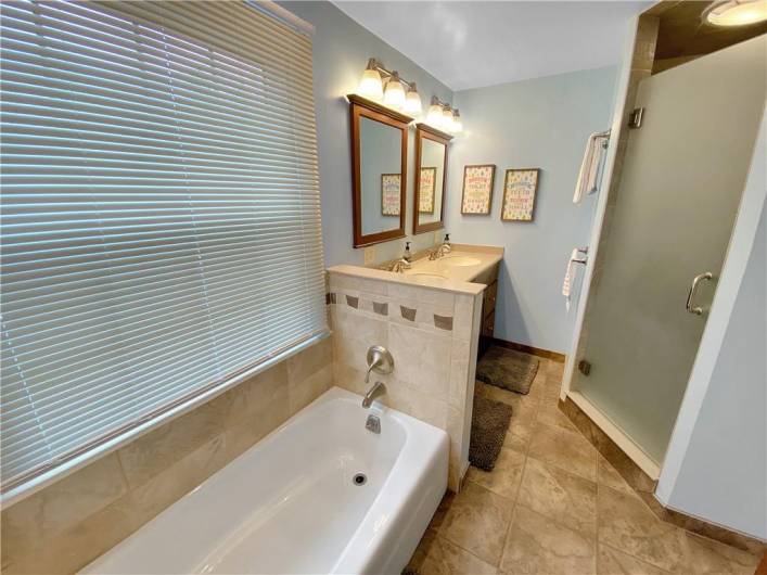 Separate tub and shower.