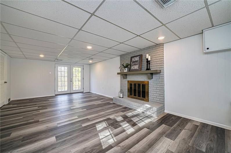 Wow this spacious lower level complete with log fireplace.