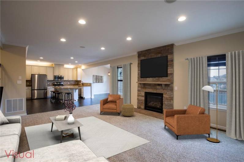Large Family Room includes a Beautiful Gas Fireplace