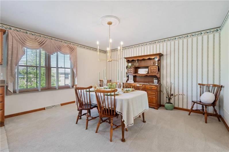 The large dining room offers so much space for plenty of dining furniture.