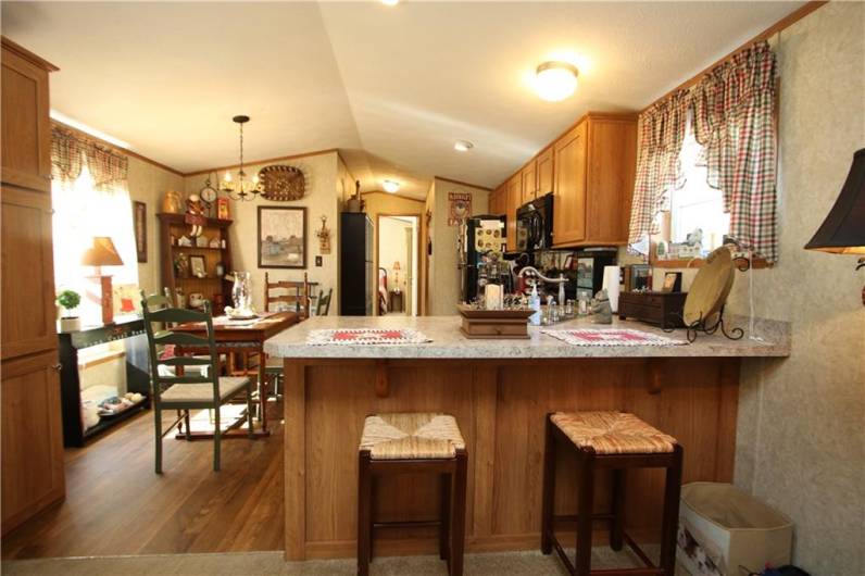 Spacious 123x10 Eat-in Kitchen w/ Breakfast Bar, Plenty of Wood Cabinets plus 2 additional Pantries included in Sale.