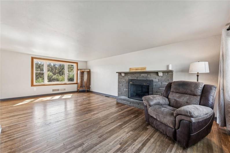 Large loving room with fireplace
