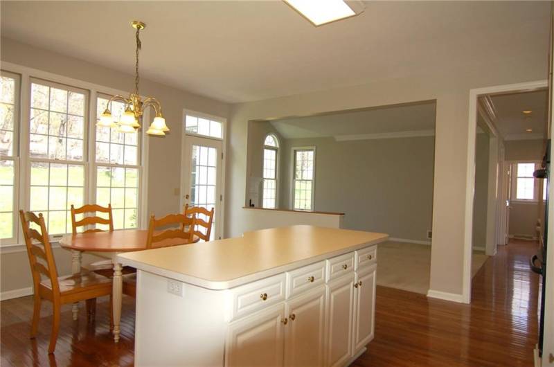 Spacious kitchen with large window to let in light