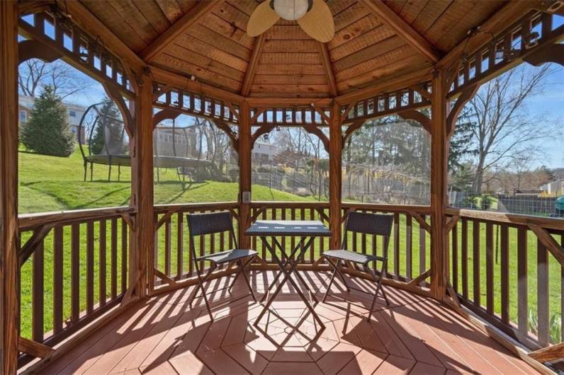 The gazebo is a great spot for a romantic dinner or add some fairy lights and create a magical space for family dinners and kids imaginations.