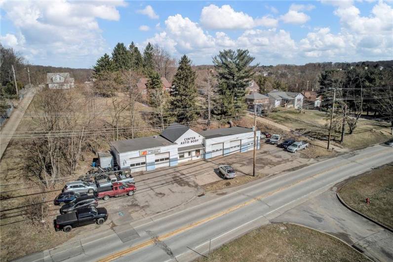 Currently doing business as Center Auto Body the frontage on Brodhead Road is 199 feet.