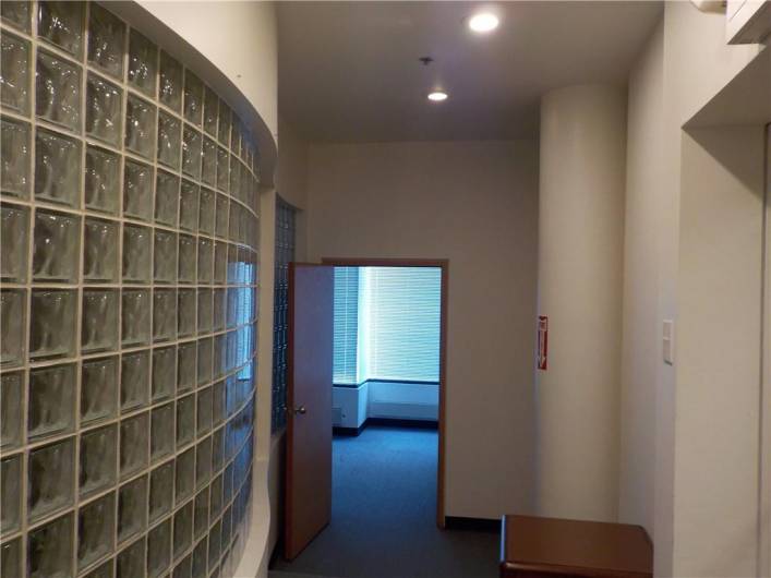 Hallway at Front of Space, to several Private Offices