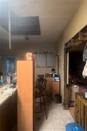kit view of hole in ceiling