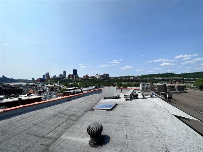 View of Downtown Pittsburgh with future rooftop deck.