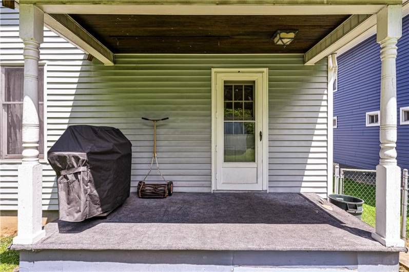 CLOSE UP OF THE BACK PORCH.