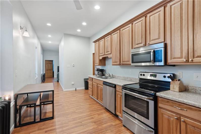 Apt 204 has a nice big kitchen and high ceilings throughout...