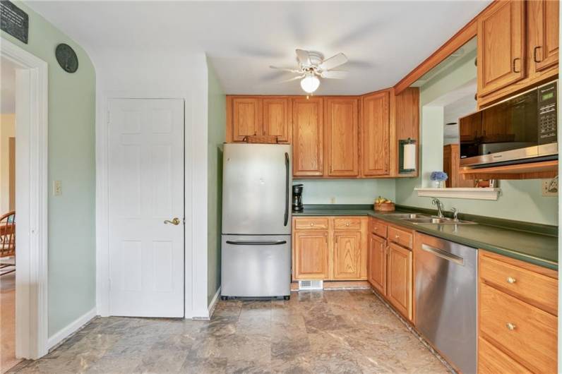 basement door in kitchen