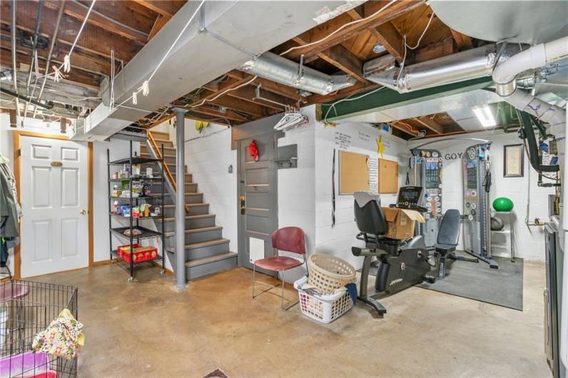 basement and laundry area