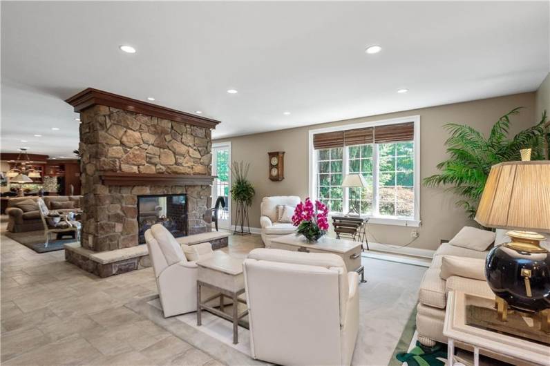 Lower level with dual sided fireplace.