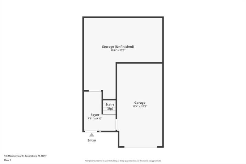 Lower level: garage, basement, and entry