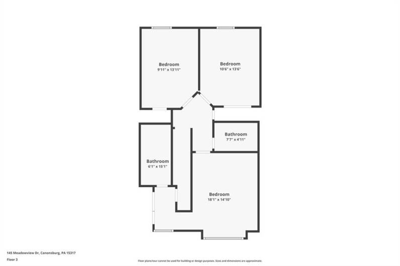 Upper level features all 3 bedrooms, including the master suite. hallway full bath for the 2 rear bedrooms.