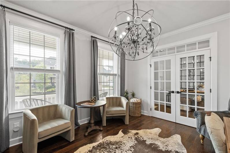 Private home office with French Doors.