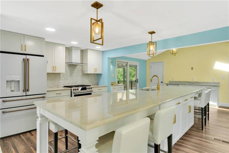 High end finishes and large island for entertaining.