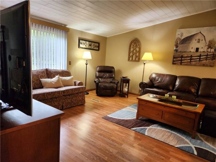 Familyroom has a view of the backyard. Spacious rooms, new paint, updated flooring.  What a wonderful room.