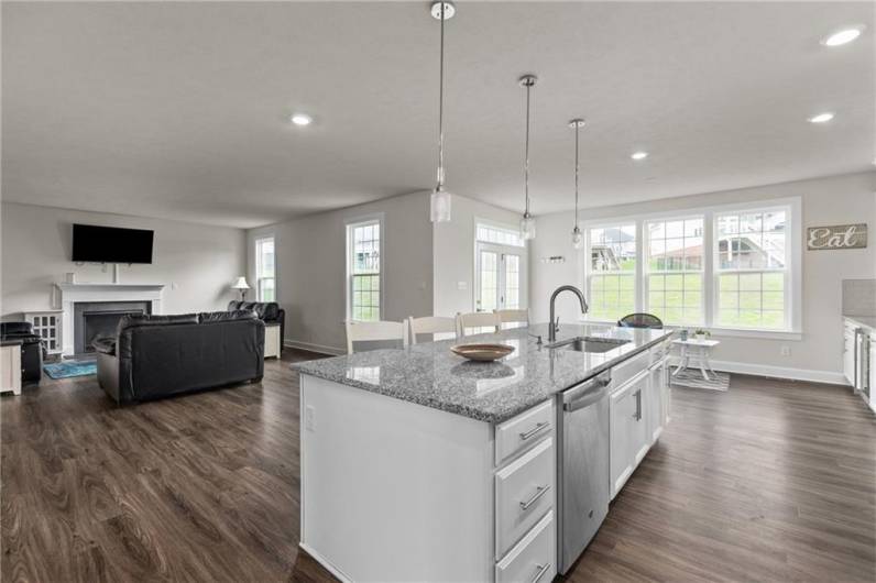 Kitchen area looking into family room