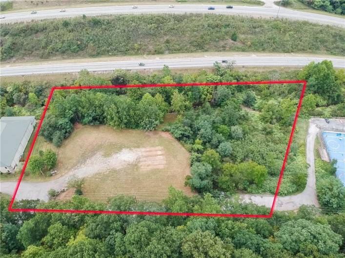 Facing west with property outline