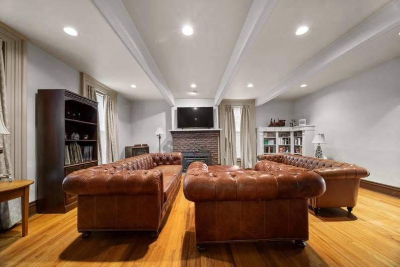 51 Living Room with Fireplace and built in bookshelves