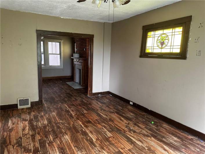 Dining Room with stained glass window