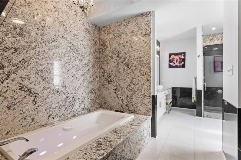 Gorgeous Mable Flooring, Granite Surrounding tub