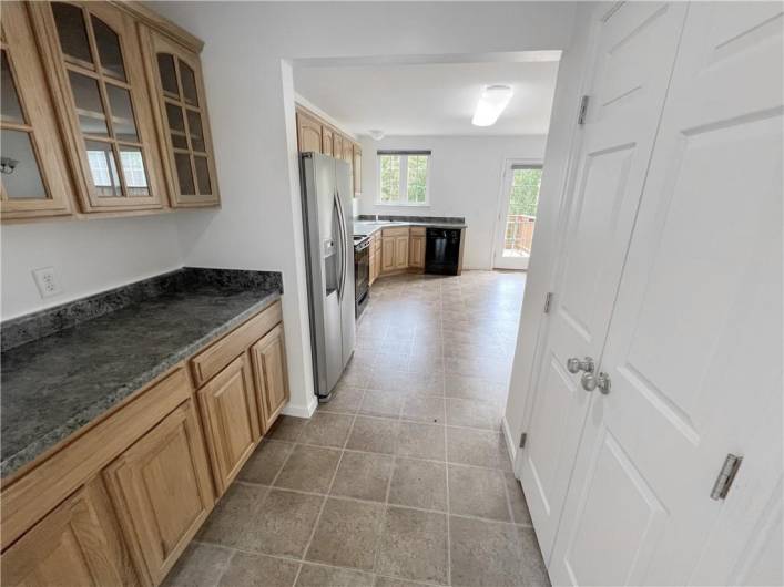 Butlers pantry between living room and kitchen.