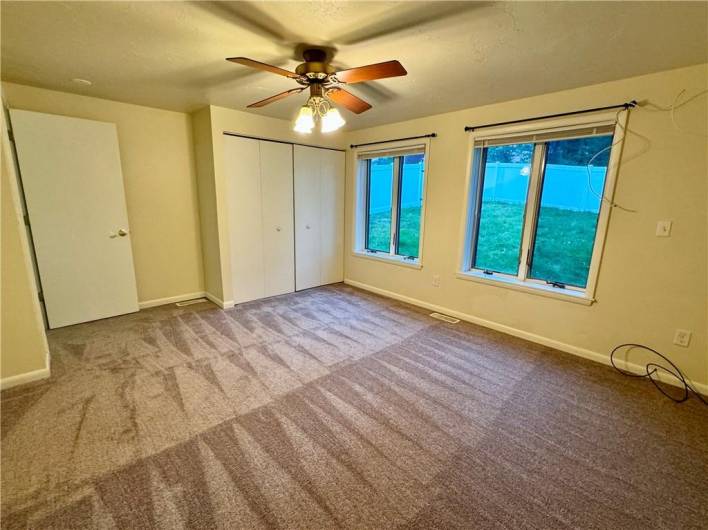 One of two bedrooms with brand new carpeting