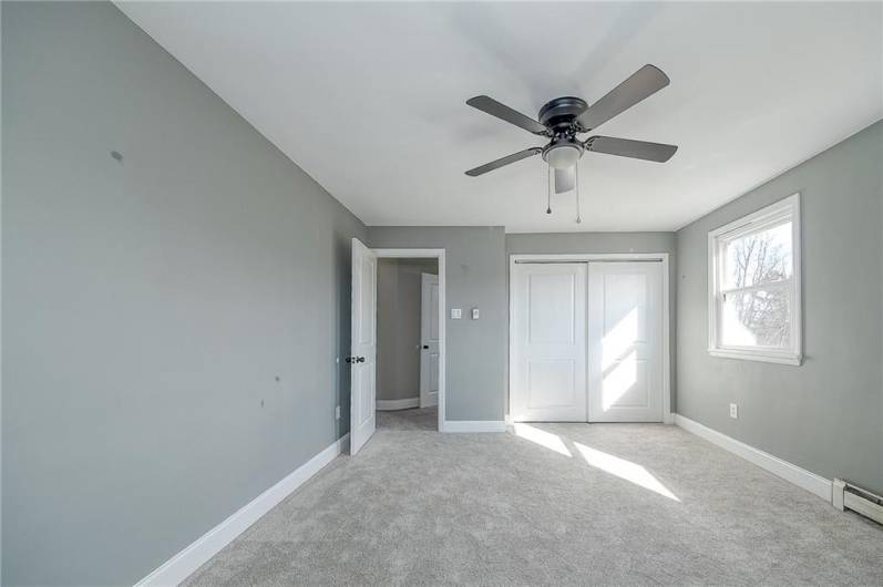 FL 2 BDRM 2 WALL TO WALL CARPET, CEILING FAN/LIGHT, BASEBOARD HEAT FOR ADDED COMFORT. APPROX. SIZE 13'X10'.