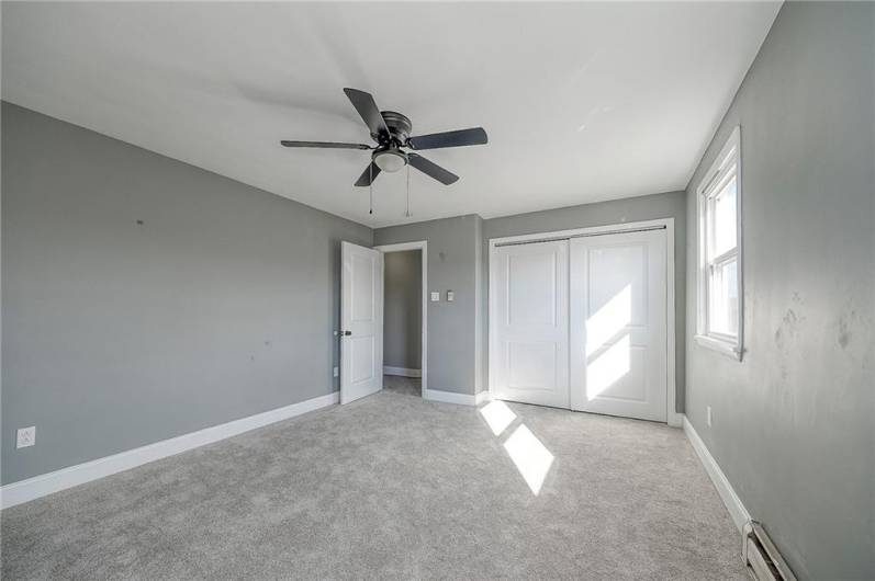 FL 2 BDRM 2 WALL TO WALL CARPET, CEILING FAN/LIGHT, BASEBOARD HEAT FOR ADDED COMFORT. APPROX. SIZE 13'X10'.