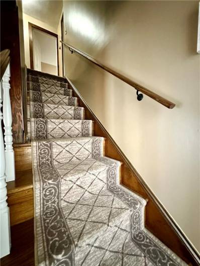 Hardwood Staircase w/ Carpet Runner