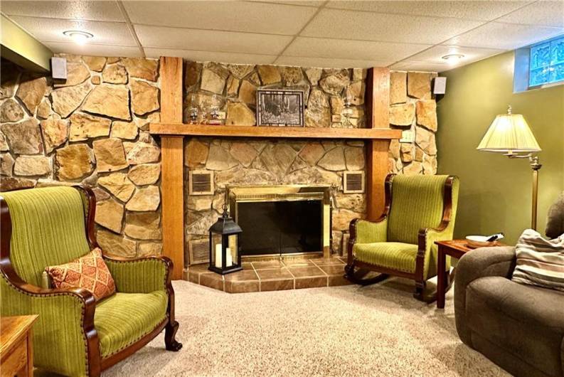 Lower Level Family Room w/ Wood Burning Fireplace