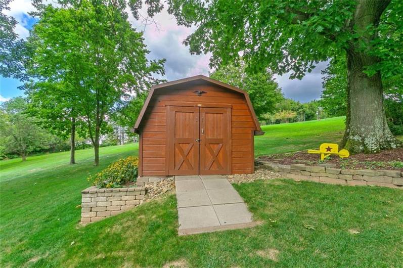 Storage shed in rear yard